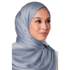 Maya Crinkle Satin Scarf in Blue Grey