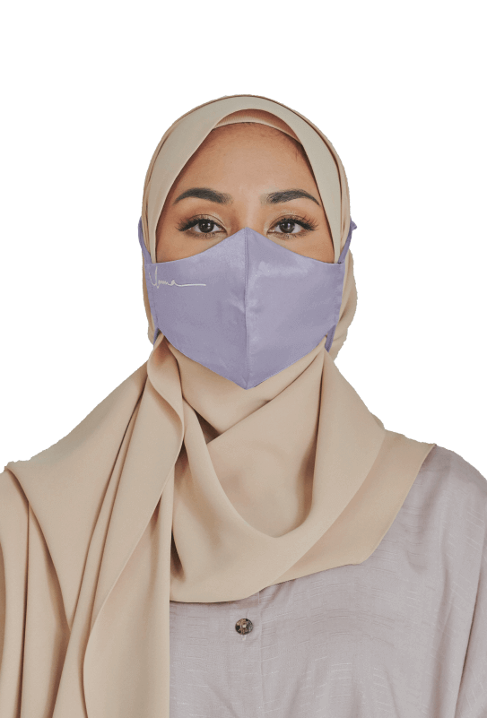 Buy Satin Face Mask with String Extension in Lavender