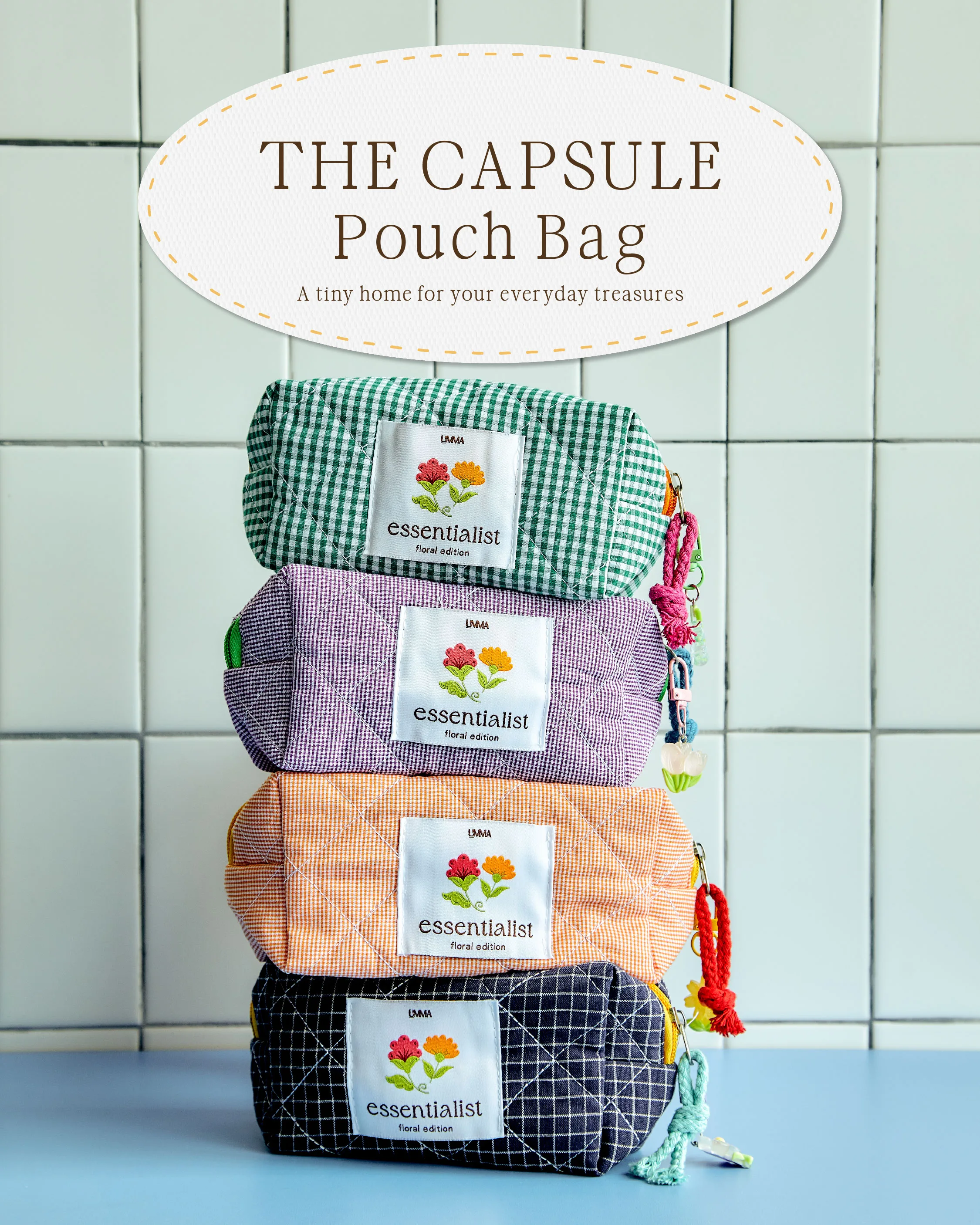 Meet The Capsule Pouch Bag 👝 The cutest pouch to keep all your daily essentials like makeup, chargers, keys & lip balm. Sangat teratur dan kemas tanpa rosakkan gaya korang.

Crafted from soft quilted plaid cotton fabric, complete with a secure zipper & our signature pendant charm 🤍

🛍️ Shop yours now at:
www.umma.my
shopee.com.my/umma.os
tiktok.com/@umma.my

Wanna feel the fabric IRL? Swing by our stores:
🏪 Aeon Mall Shah Alam Level 1
🏪 Isetan KLCC Level 2

#UMMAWomen #UMMAClothing