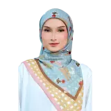 Jalur Jiwa Cotton Voile Printed Square in Green & Blue