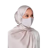 Crepe Face Mask with String Extension in Grey Lilac
