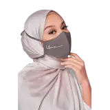 Crepe Face Mask with String Extension in Stone Grey