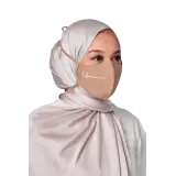 Crepe Face Mask with String Extension in Peachy Peach