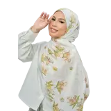 Peonia Satin Silk Shawl in Spring Porcelain