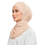 Kalsom Light Chiffon Scarf in Almond Beige