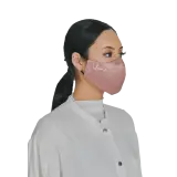 Satin Face Mask with Ear Loop in Coral Pink