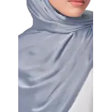 Maya Crinkle Satin Scarf in Blue Grey