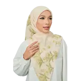 Peonia Cotton Voile Printed Square in Antique Vanilla