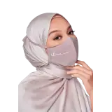 Crepe Face Mask with String Extension in Smoke Lilac