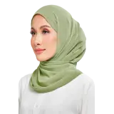 Kalsom Light Chiffon Scarf in Cactus Green