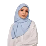 Sulam Mekar Ironless Chiffon Triangle Bawal in Pastel Blue
