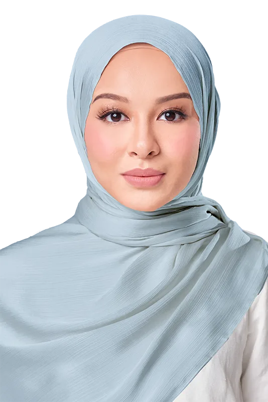 Maya Crinkle Satin Scarf in Brilliant Blue