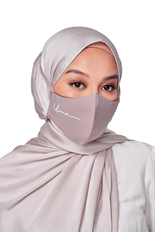 Crepe Face Mask with String Extension in Smoke Lilac