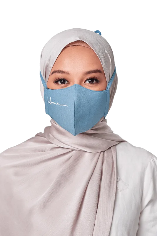 Crepe Face Mask with String Extension in Sky Blue