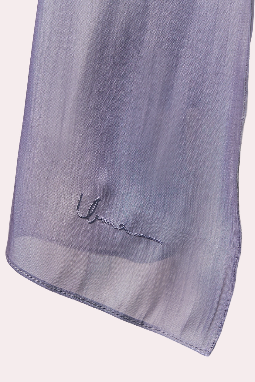 Sulam Juita Shiny Crinkle Satin Chiffon Scarf in Blue Pesona
