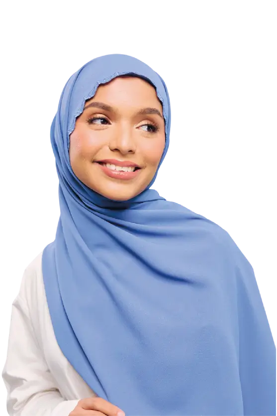 Sulam Kenanga Scarf in Gelap Blue