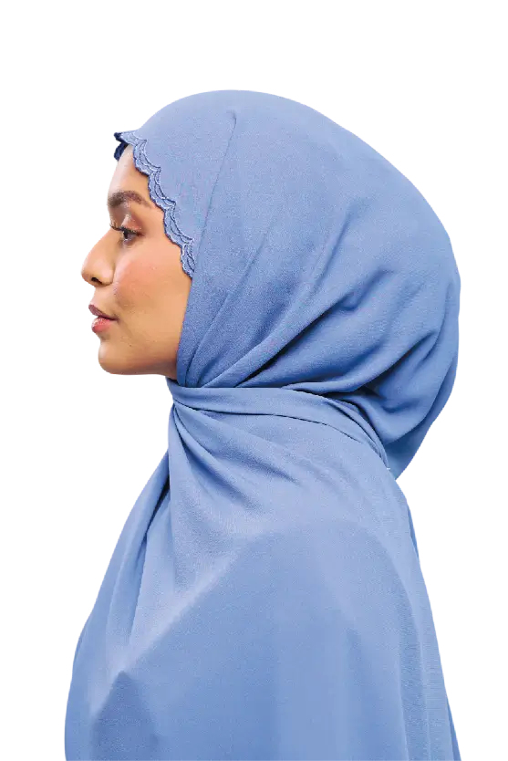 Sulam Kenanga Scarf in Gelap Blue