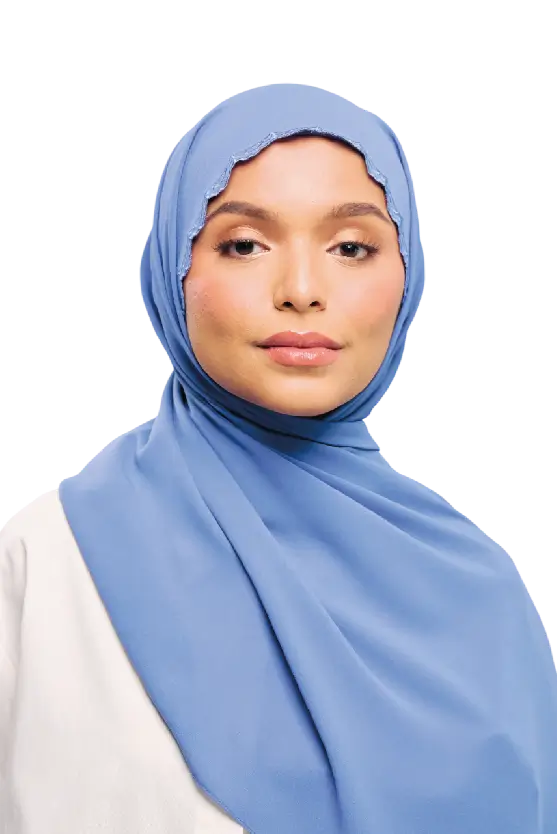 Sulam Kenanga Scarf in Gelap Blue