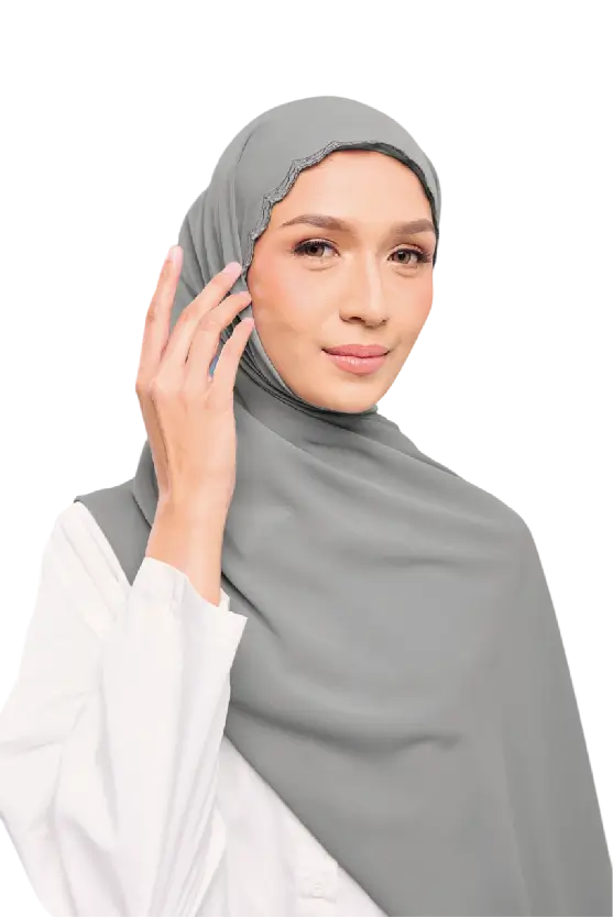 Sulam Kenanga Scarf in Kerikil Grey