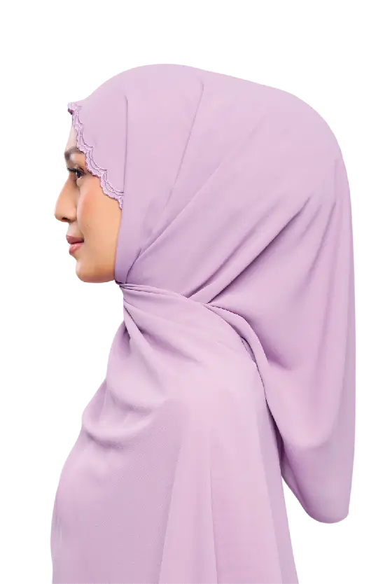 Sulam Kenanga Scarf in Lembayung Purple