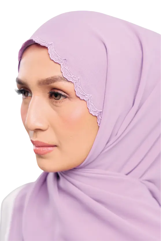 Sulam Kenanga Scarf in Lembayung Purple