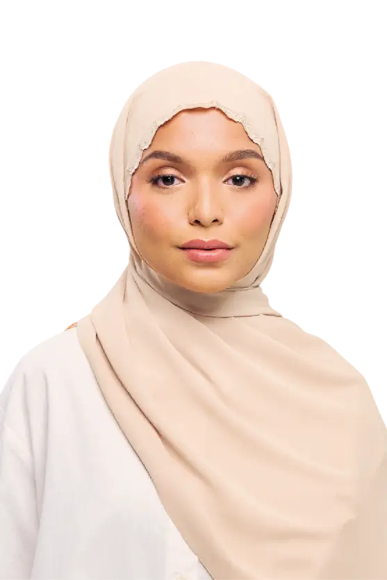 Sulam Kenanga Scarf in Tiram Cream