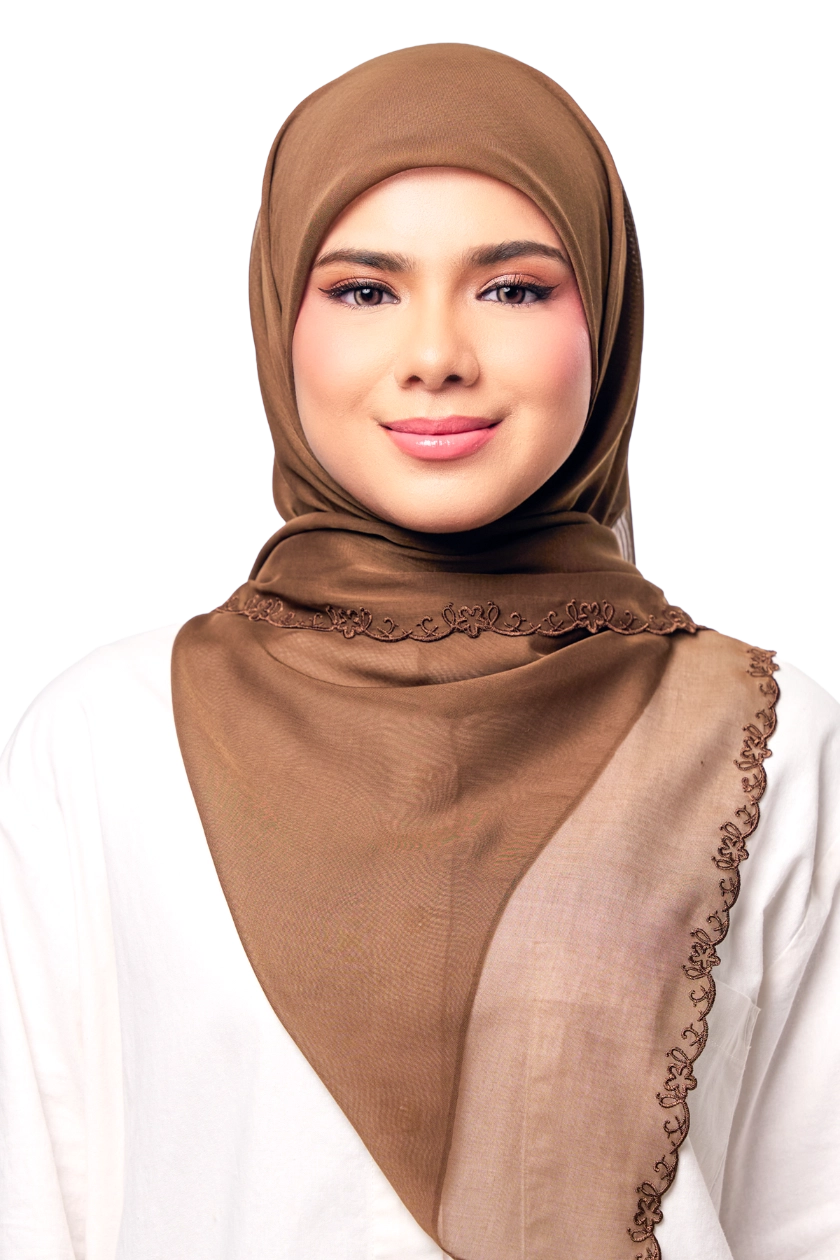 Sulam Kesuma Japanese Voile Square in Brown Kabung