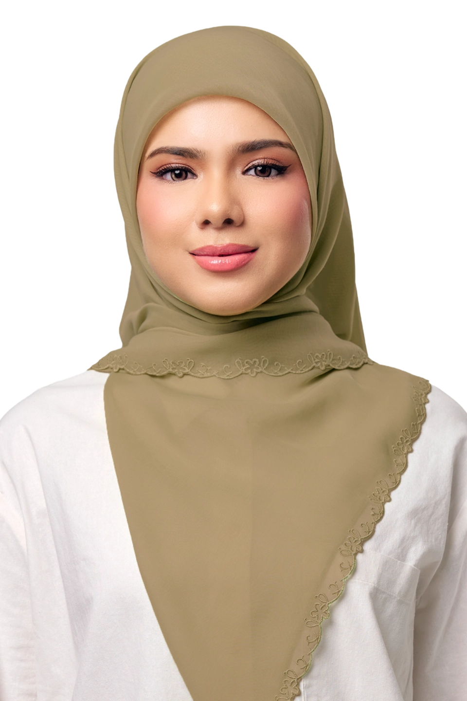 Sulam Kesuma Japanese Voile Square in Brown Nekbat