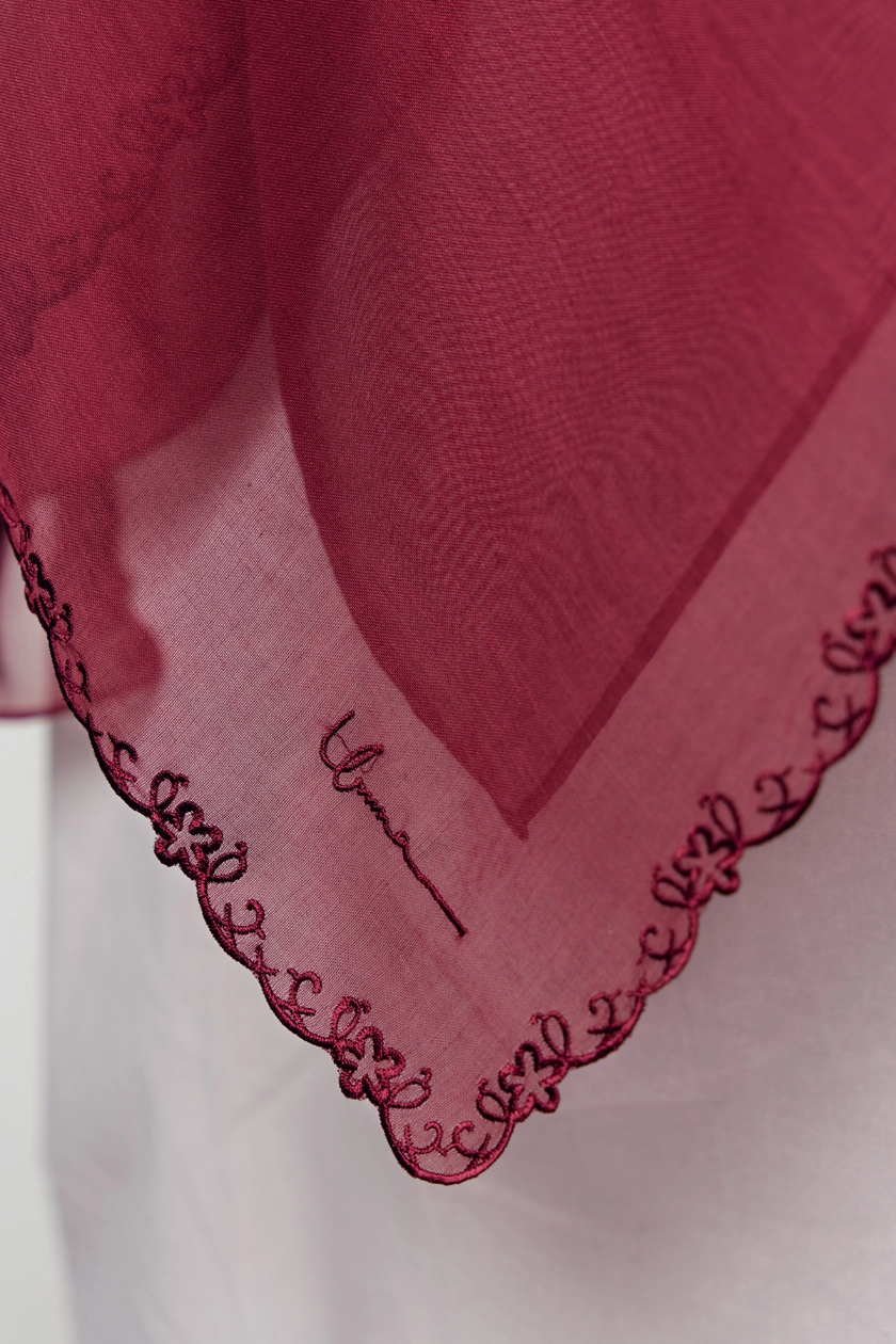 Sulam Kesuma Japanese Voile Square in Red Cindai