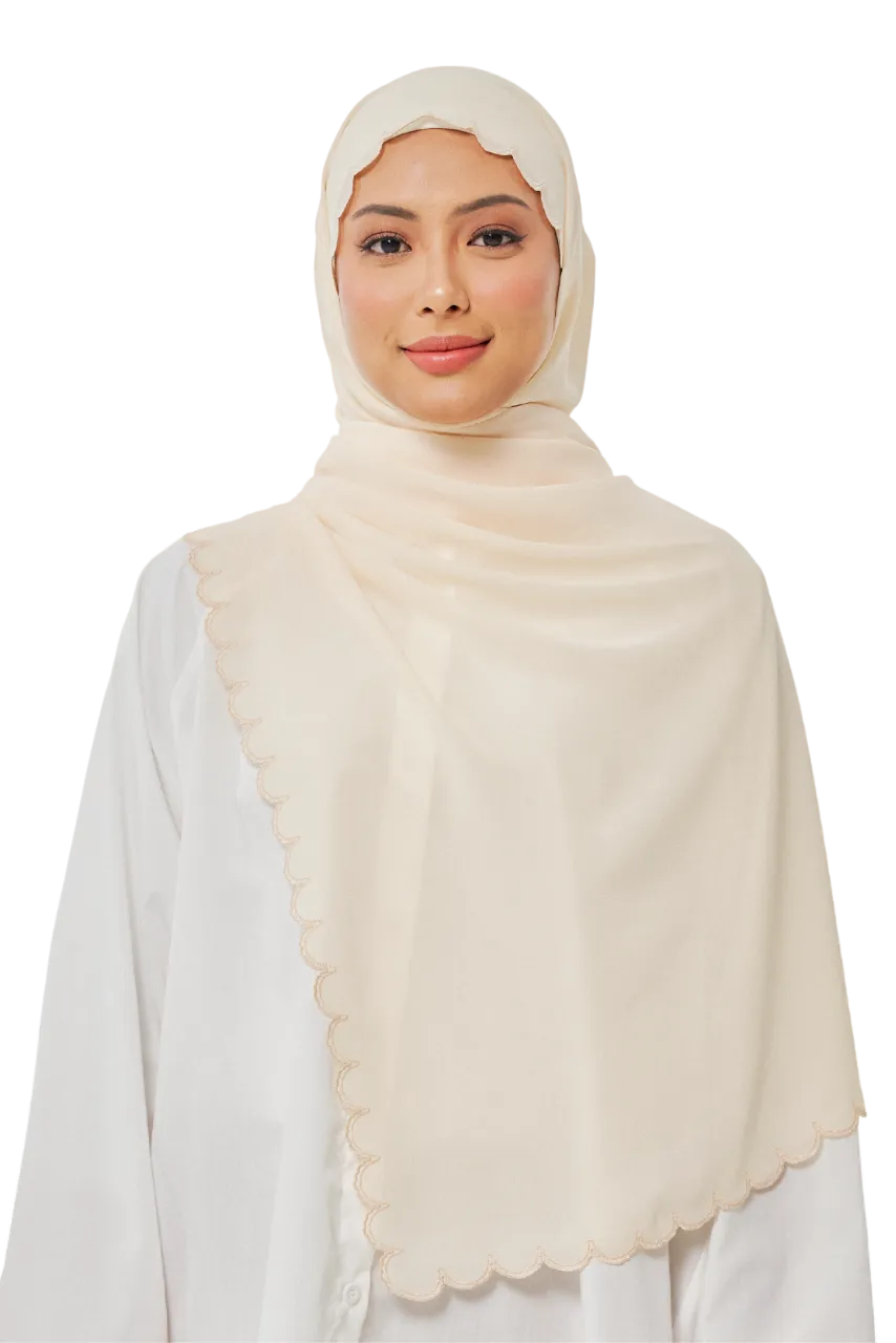Sulam Delima Scarf in Antique Cream