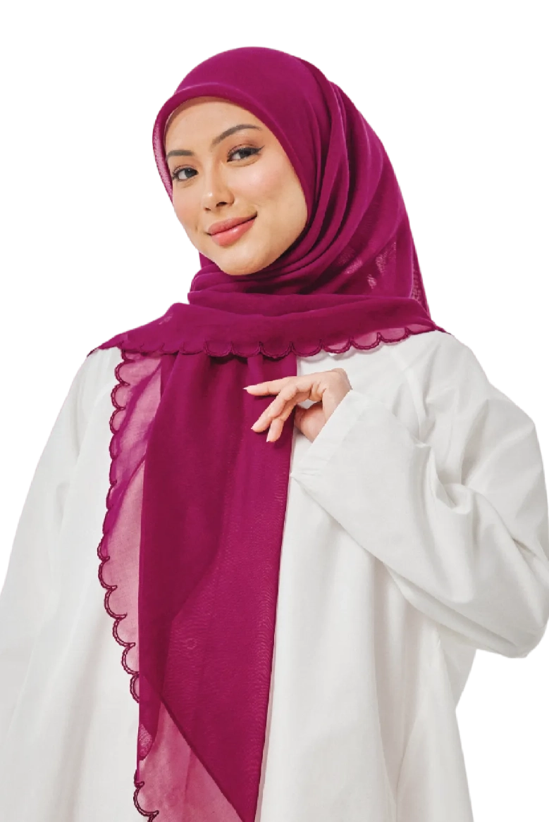 Sulam Cempaka Square in Cerise Red