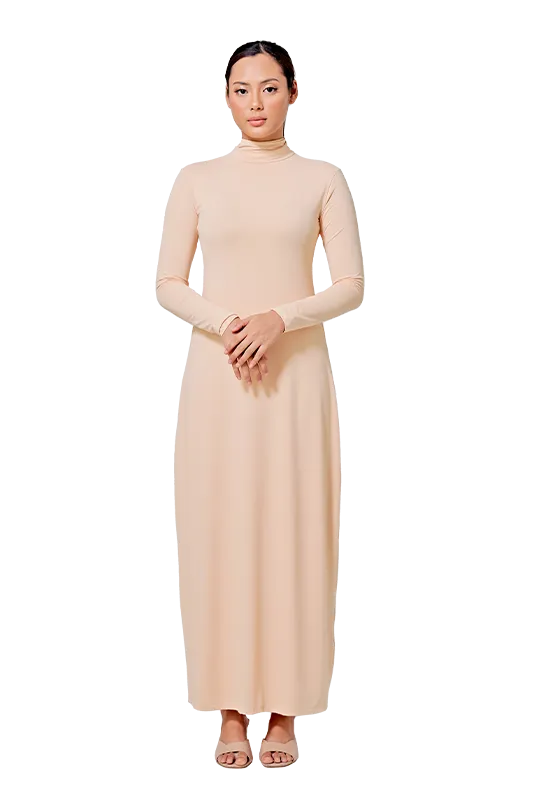 Inner Dress Turtleneck Long Sleeve in Beige