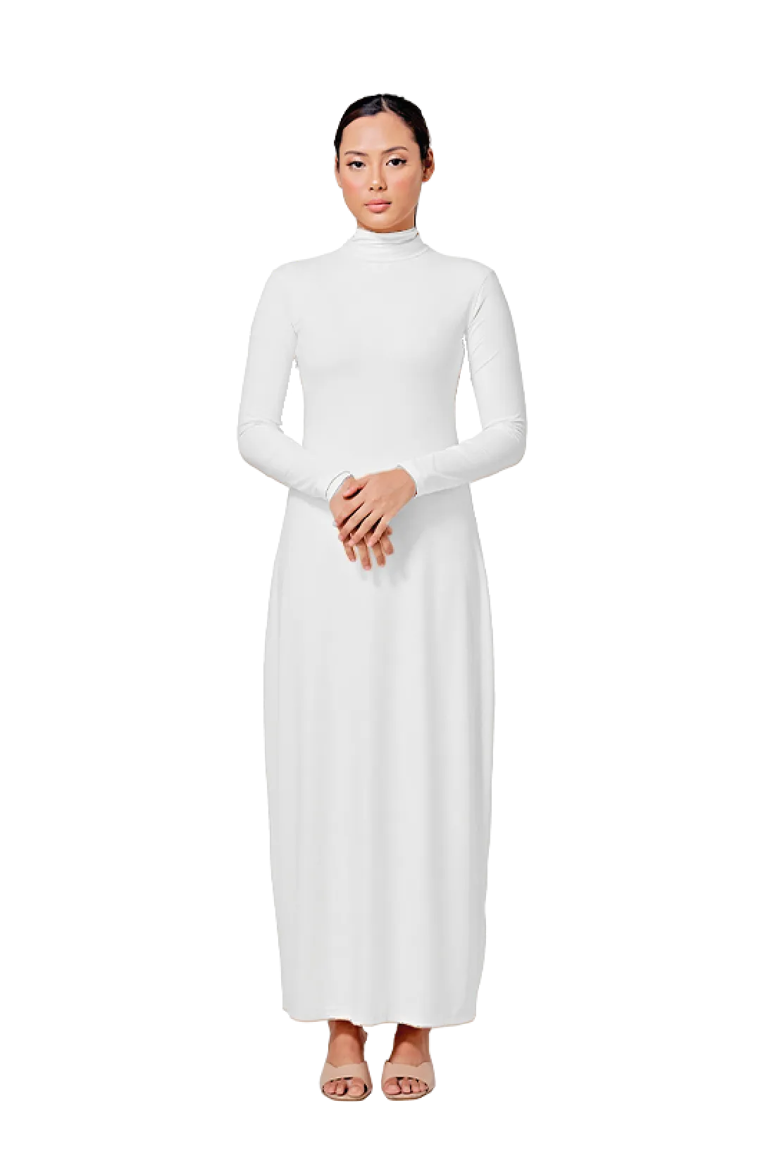 Inner Dress Turtleneck Long Sleeve in White