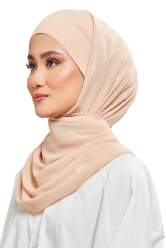 Kalsom Light Chiffon Scarf in Almond Beige