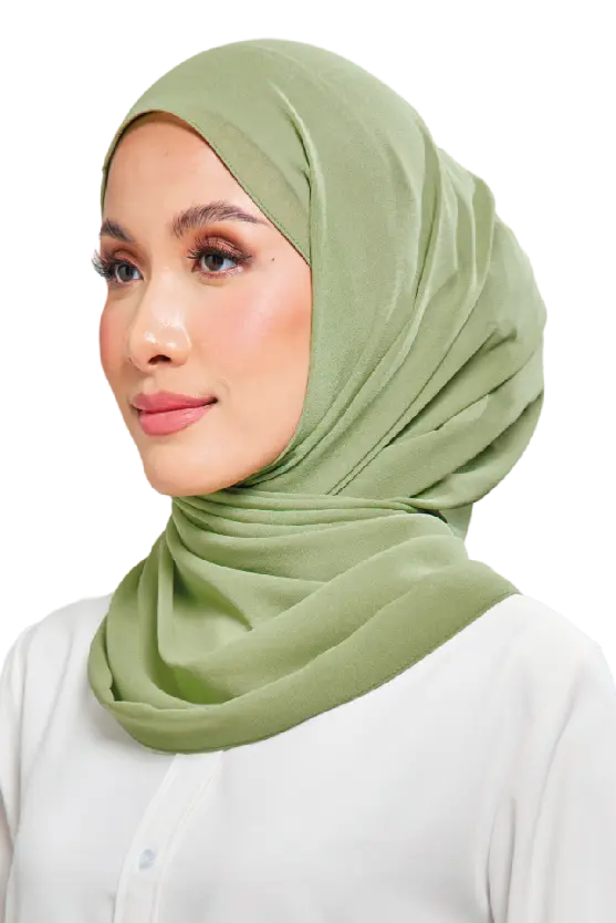 Kalsom Light Chiffon Scarf in Cactus Green