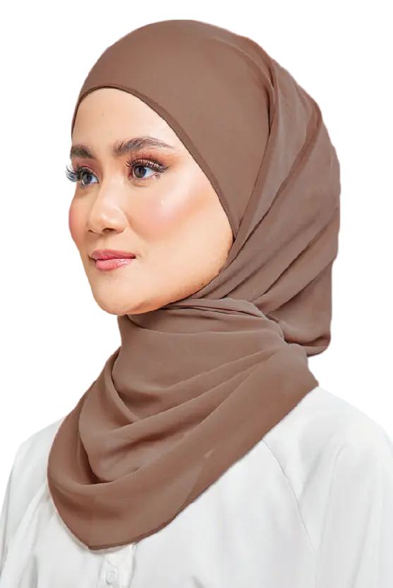 Kalsom Light Chiffon Scarf in Dune Brown