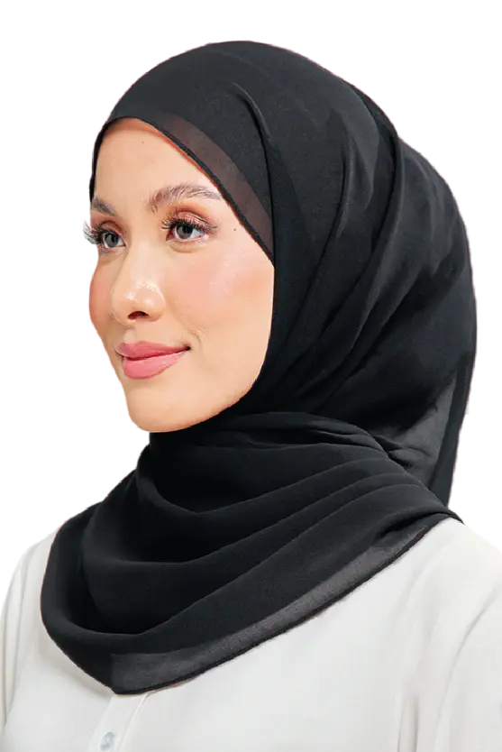 Kalsom Light Chiffon Scarf in Ink Black