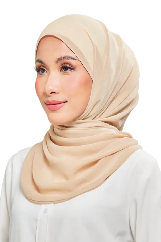 Kalsom Light Chiffon Scarf in Semolina Beige