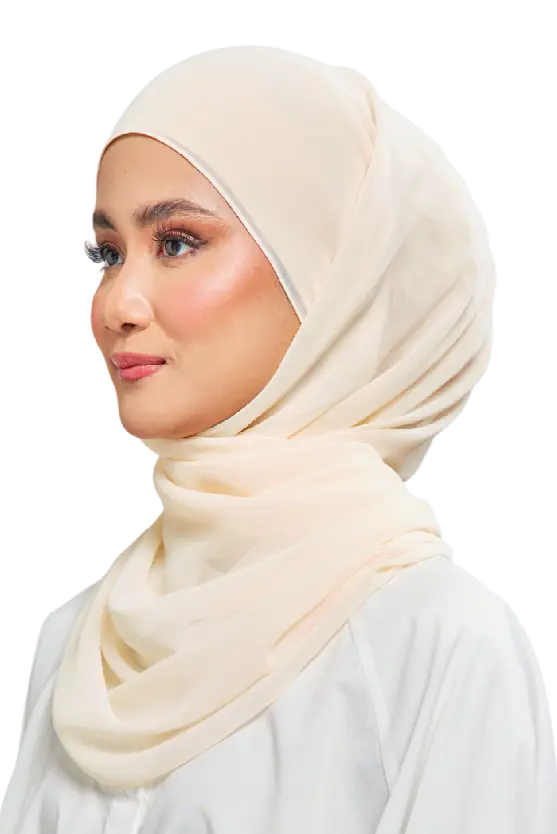 Kalsom Light Chiffon Scarf in Vanilla Cream