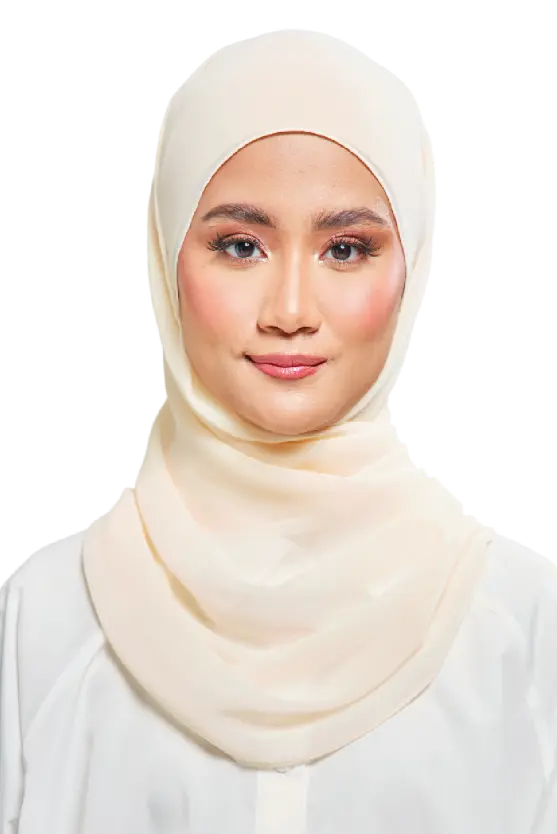 Kalsom Light Chiffon Scarf in Vanilla Cream