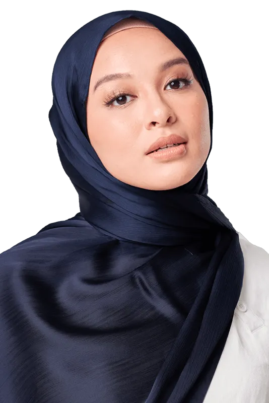 Maya Crinkle Satin Scarf in Blue Moon