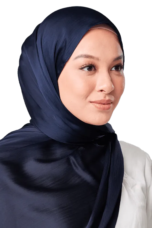 Maya Crinkle Satin Scarf in Blue Moon