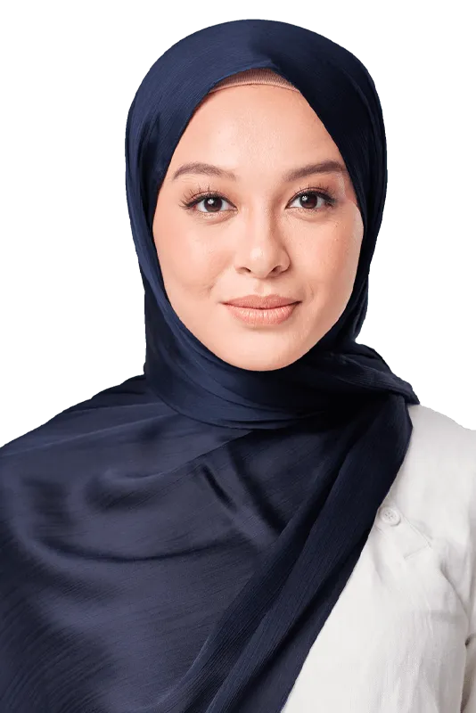 Maya Crinkle Satin Scarf in Blue Moon