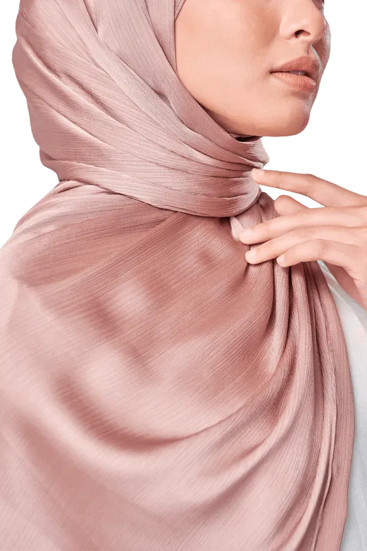 Maya Crinkle Satin Scarf in Flamingo Pink