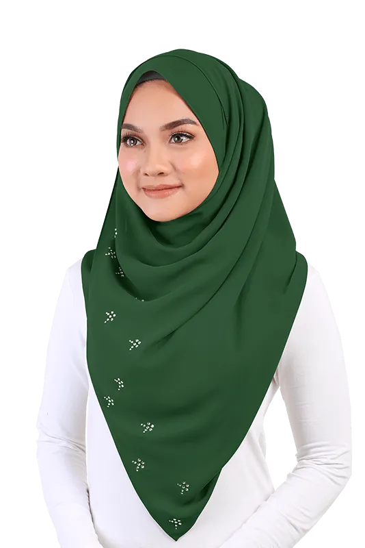 Cahaya Scarf with Swarovski Crystal in Zamrud Green