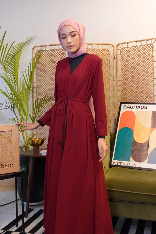 Deema Jubah Dress Robe in Maroon