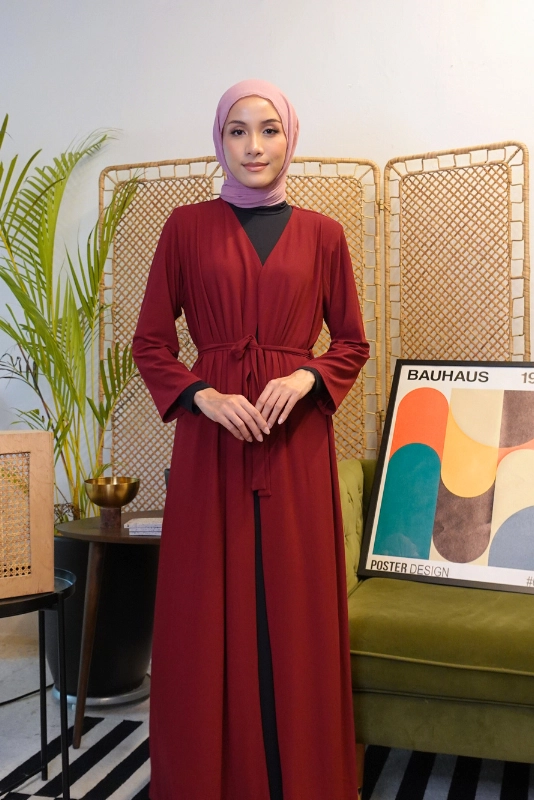 Deema Jubah Dress Robe in Maroon