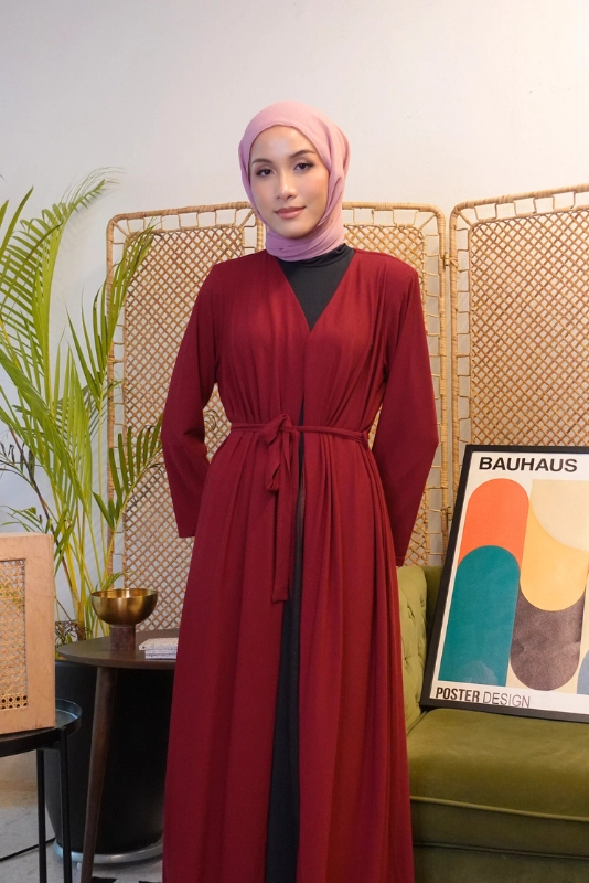 Deema Jubah Dress Robe in Maroon