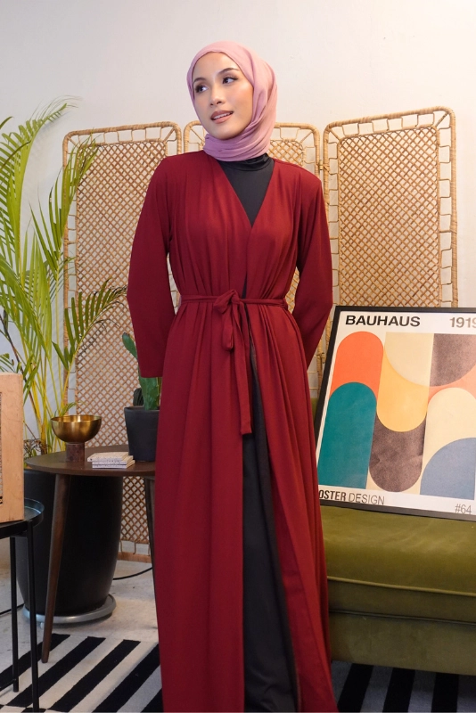 Deema Jubah Dress Robe in Maroon