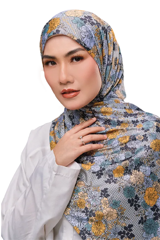 Florescence Satin Silk Printed Scarf In Mustard Sunflower